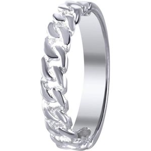 Lucardi Dames Ring gourmetschakel - Ring - Cadeau - Echt Zilver - Zilverkleurig