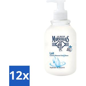 Le Petit Marseillais - Handzeep - Melkmousse - Extra mild - 300ml - Voordeelverpakking - 12 stuks