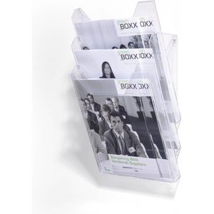 Brochurehouder Combiboxx A4 Set L, 3 compartimenten, voor tafel- en wandtoepassingen, transparant, met een hoge capaciteit.