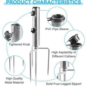 Grondspiesparasol, gazonspies voor parasol, afneembaar verstelbaar robuust grondanker, gazonspies parasolstandaard parasolhouder, parasolstandaard voor strandgras zand tuinparasol