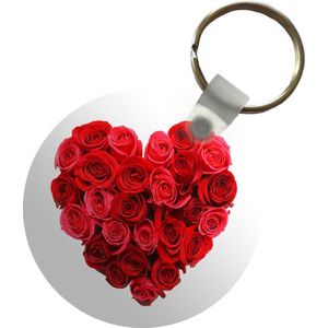 Sleutelhanger - Rozen - Rood - Hart - Plastic - Rond - Uitdeelcadeautjes