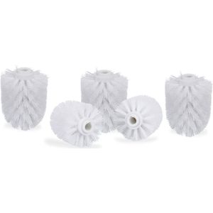 toiletborstelkop - set van 5 - 12 mm schroefdraad - diameter 8 cm - wit