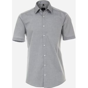 VENTI modern fit overhemd - korte mouw - popeline - grijs - Strijkvriendelijk - Boordmaat: 46