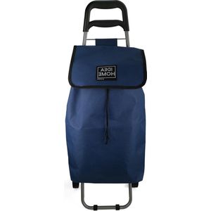 Boodschappentrolley waterdicht aluminium donkerblauw - Idea Home - winkelwagentje met extra grote capaciteit Folding Shopping Trolley