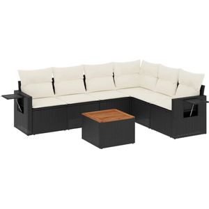 vidaXL Loungeset 7-delig - Poly Rattan - Zwart Loungeset - Set Lounge - Tuinlounge - Outdoor Furniture - Loungebank