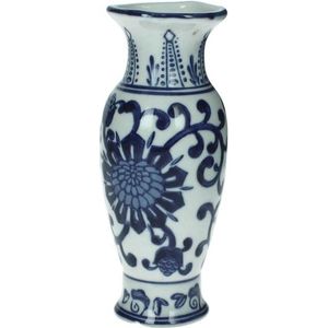 Kruiken En Flessen - Vase Porcelain Blue/white 7x7x17.5cm