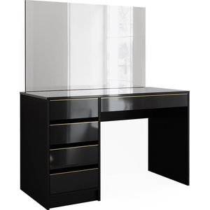 Vicco Sherry Toilettafel – 120 cm met spiegel Zwart/goud met spiegel