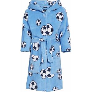 Blauwe badjas/ochtendjas met voetbal print voor kinderen. 146/152