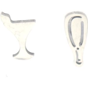 Oorbellen Glas en Fles - RVS Oorstekers - Lengte 10 en 12 mm - Zilverkleurig