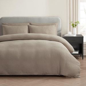 Beau Maison Wafel Dekbedovertrek Taupe 140x200/220 cm + 1 kussensloop
