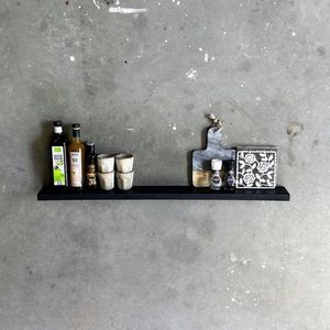 GoudmetHout - Zwevende wandplank - Blinde montage - eiken - 200 x 10 cm - zwart eiken - zwevende boekenplank - Incl. bevestiging