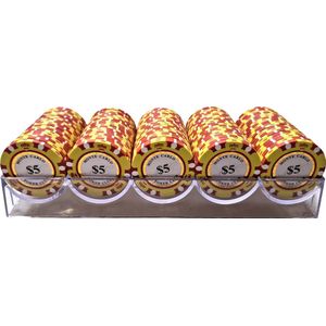 Poker - Poker bakje Waarde 5 - Pokerset - Poker fiches - Fiches - Poker chips - Poker set - Casino - Casino chips - Fiches met waarde- Cave & Garden