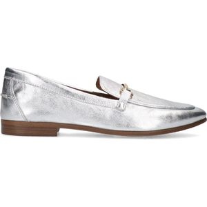 Manfield - Dames - Zilveren leren loafers - Maat 37