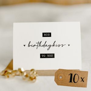 10x Big Birthday Kiss To You kaart (A6 formaat) - felicitatie kaartjes om te versturen - kaartenset - kaartjes blanco - kaartjes met tekst - wenskaarten - verjaardag