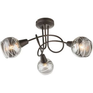 Trango 3 vlam Plafondlamp 1010-35SD Zwart Optiek Draaibaar *WOW* incl. 3x 3-Traps Dimbare LED Lamp 3000K Warm Witte Plafondlamp met Design Rokerige Glazen Kappen Woonkamer Plafondspot