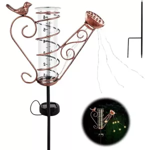 Regenmeter Met Grondpen – 44,5 Cm, Glas, Roestvrij Staal, 17 Schalen – Vorstbestendig En Weerbestendig – Ideaal Voor Tuin, Terras, Moestuin En Weerstation