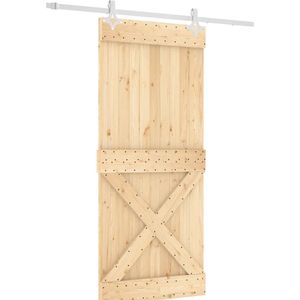 vidaXL - Schuifdeur - met - beslag - 90x210 - cm - massief - grenenhout