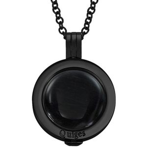 Quiges - RVS 25mm Munthouder Zwart met Ketting en Munt - EPRHZ2449