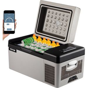 VEVOR Autokoelkastcompressor Met Digitaal Display - 20L -AC/DC - 24v/240v - Minikoelkast, App Of Handmatige Bediening - Voor Thuis, Auto'S, Boten, Vrachtwagens - Donkergrijs