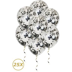 Zwarte Helium Ballonnen Confetti 2024 Oud En Nieuw Versiering Versiering Feest Versiering Ballon Zwart Papier - 25 Stuks