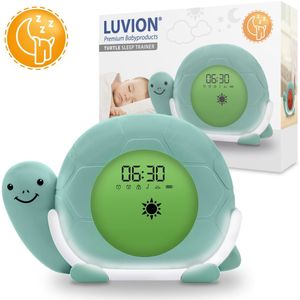 LUVION® Schildpad Slaaptrainer - Kinderwekker - Slaapwekker - Met nachtlamp, witte ruis en wekker timer - Slaaphulp voor kinderen vanaf de peuter leeftijd - Ook leuk als nachtlampje voor baby's