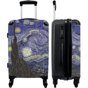 NoBoringSuitcases.com - Grote koffer - Reiskoffer met 4 wielen - Sterrennacht - Van Gogh - Trolley op wieltjes - Rolkoffer groot - 90 liter - Ruimbagage valies 20kg - Valiezen voor volwassenen - MuchoWow