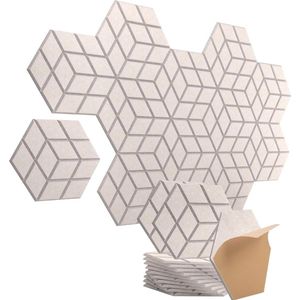 Zeshoekige akoestische panelen zelfklevend 12 stuks geluidsisolatie wand- hoge dichtheid- akoestisch schuim- voor wandplafonds- hout en deuren- geluidsabsorberende akoestische panelen- geluiddempend- geluidsabsorptie acoustic panels
