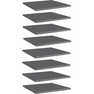 The Living Store Wandschappen - Hoogglans grijs - Spaanplaat - 40 x 40 x 1.5 cm (B x D x H) - Set van 8