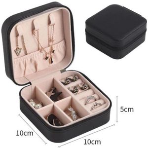 Luxe sieradendoos compact zwart / premium jewelry box / juwelendoos / sieraden kistje / kettingen, oorbellen, ringen, horloge / geschenk / cadeautje voor haar/ sieradendoosje