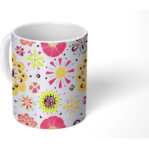 Mok - Koffiemok - Hart - Bloemen - Patronen - Mokken - 350 ML - Beker - Koffiemokken - Theemok