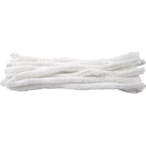Chenille Draad - Pluche Draad - Pijpenragers - Metaal Draad - Fleecedraad - DIY Draad - Flexibel Decoratief Knutsel Draad - Buigzaam Draad - Wit - Lengte: 30cm - Dikte: 15mm - 15 Stuks
