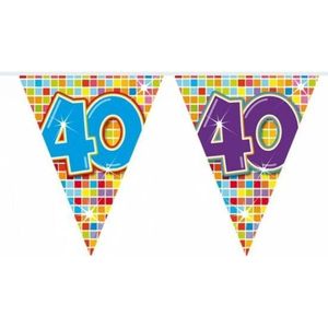 2x Mini vlaggenlijn / slinger - verjaardag 40  jaar - 300 cm