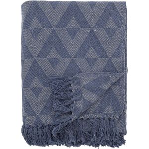 Bloomingville - Udine Plaid - blauw - gerecycled katoen - 160x130cm