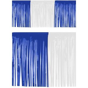 PVC slierten folie guirlande blauw/wit 6 meter x 30 cm BRANDVEILIG