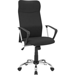 Hoppa! bureaustoel, ergonomische bureaustoel, draaistoel, gestoffeerde zitting, stoffen bekleding, in hoogte verstelbaar en kantelbaar, tot 120 kg draagvermogen, zwart