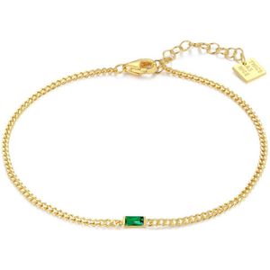 Twice As Nice Armband in zilver, goudkleurig, rechthoekige groene zirkonia 17 cm+3 cm