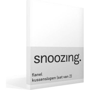 Snoozing - Flanel - Kussenslopen - Set van 2 - 50x70 cm - Wit