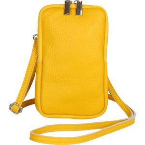 AmbraModa GLX17 - Crossbodytas, telefoontas van echt leer met afneembaar en verstelbare schouderriem, passend voor mobiele telefoon tot 6 inch. Geel