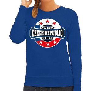 Have fear Czech republic is here sweater met sterren embleem in de kleuren van de Tsjechische vlag - blauw - dames - Tsjechie supporter / Tsjechisch elftal fan trui / EK / WK / kleding XL