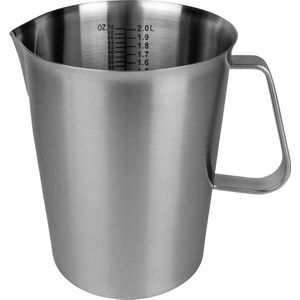 Krumble Maatbeker met Schenktuit - 2 Liter - Maatbekers - Meetbeker - Maatkan - Measuring Cup - RVS - 14,5 x 17 x 14,5 cm (lxbxh) - Zilver
