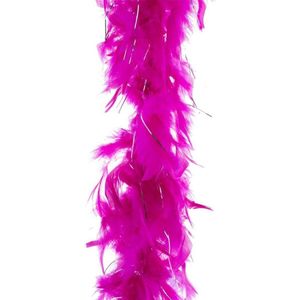 Carnaval verkleed veren Boa kleur fuchsia roze met goud 2 meter - Verkleedkleding accessoire