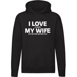 I love it when my wife lets me ride my motorcycle | ik hou er van als mijn vrouw me laat motor rijden - motorrijden - motorrijder - biker - grappig - relatie - sweater - trui - unisex - capuchon