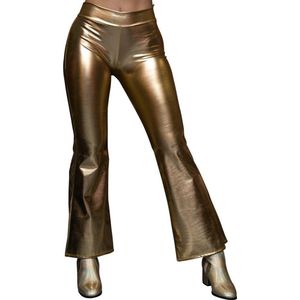 Flared legging/ Flared broek - Goud - Maat S - Disco - Hippie - Festival