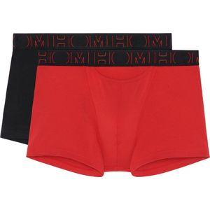 HOM Boxerlines #2 boxer briefs HO1 (2-pack) - heren boxer kort met horizontale gulp - rood - zwart - Maat: XXL
