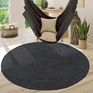 Paco Home Vloerkleed Rond Woonkamer Jute Boho Ethno Handgemaakt Natuurlijk Vloerkleed 120 cm Rund