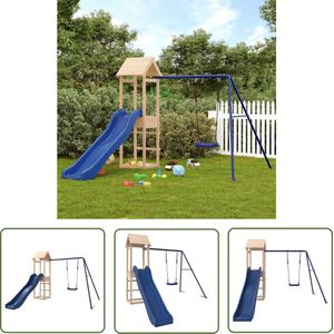 The Living Store Speeltoren Met Schommel en Glijbaan - 238 x 315 x 194 cm - Massief grenenhout - 3-8 jaar - Max 45 kg