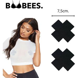BOOBEES Erotische Tepelstickers - Zwarte kruizen - 3 paar - Nipple Covers - Borst Sieraad Accessoire - Black Cross