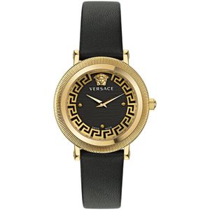 Versace Greca Flourish VE7F00323 Horloge - Leer - Zwart - Ø 35 mm