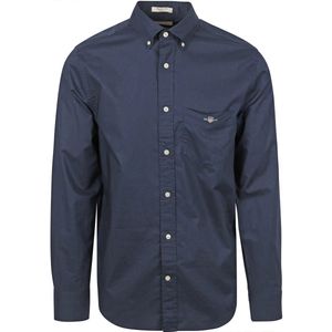 Gant - Casual Overhemd Poplin Navy - Heren - Maat 3XL - Regular-fit