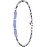 Lucardi Dames Stalen armband met blue lace agaat - Armband - Staal - Zilverkleurig - 20 cm